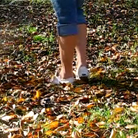 laceless white keds champs shoe play raking leave.mp4